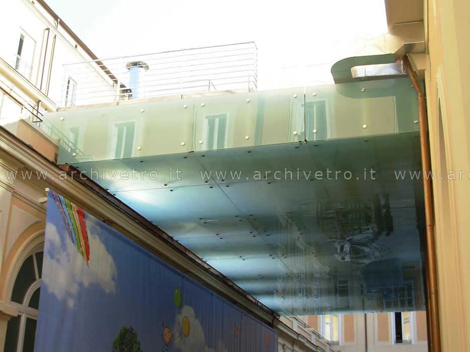 Controsoffitto vetro fissaggio puntuale