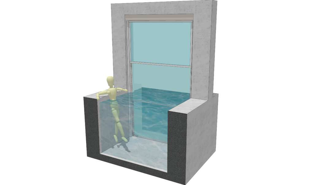 vetrata automatica verticale a tre ante per piscina